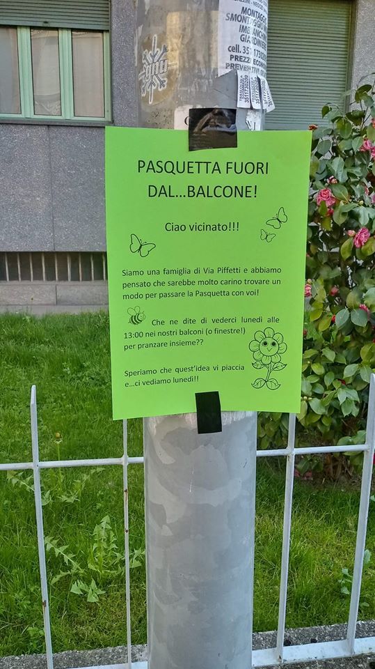 Pasquetta in casa per colpa del Covid? C'è chi si organizza per farsi compagnia dal balcone Pasquetta in casa per colpa del Covid? C'è chi si organizza per farsi compagnia dal balcone