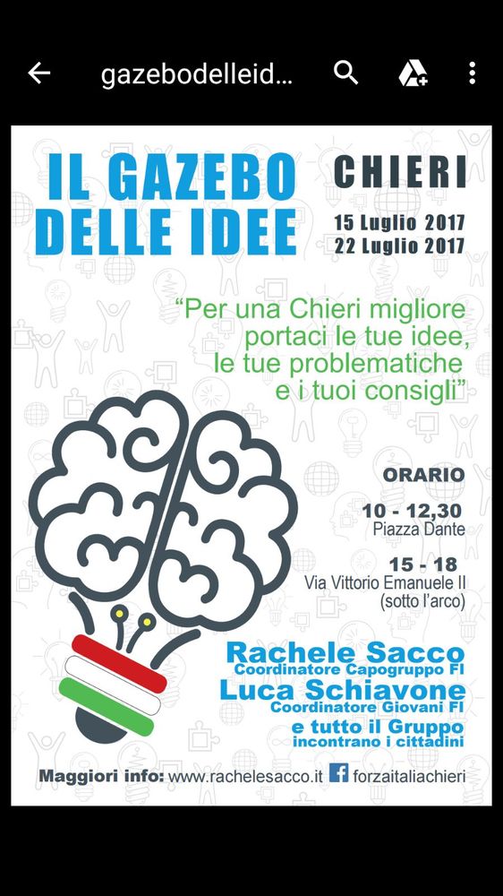 Chieri: oggi e sabato prossimo arriva il Gazebo delle idee