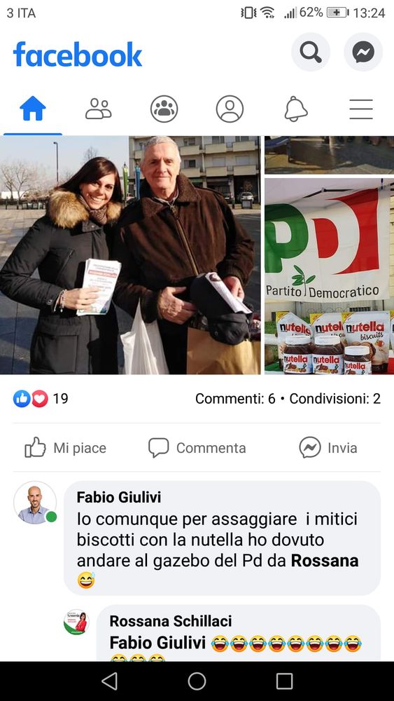 Schillaci-Giulivi, il "duello" elettorale scopre un retrogusto natalizio di Nutella sui social: "Per assaggiare i biscotti sono dovuto venire al tuo stand" Schillaci-Giulivi, il "duello" elettorale scopre un retrogusto natalizio di Nutella sui social: "Per assaggiare i biscotti sono dovuto venire al tuo stand"