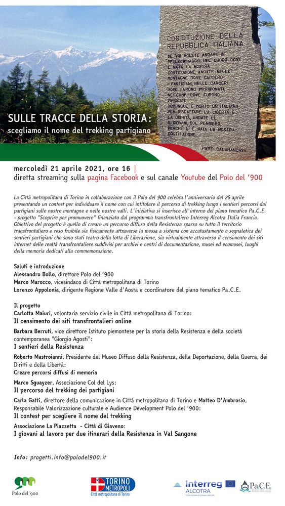 Diamo un nome al trekking dei partigiani: il 21 aprile appuntamento online per l’anniversario della Liberazione