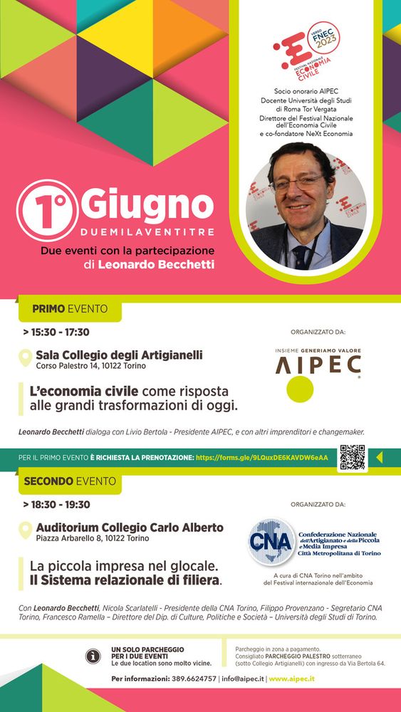 Il 1° giugno a Torino AIPEC organizza incontro sul tema dell'economia civile Il 1° giugno a Torino AIPEC organizza incontro sul tema dell'economia civile