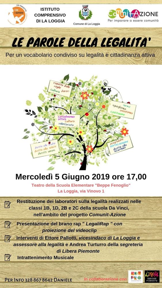 La Loggia, oggi pomeriggio l'evento "Le parole della legalità" La Loggia, oggi pomeriggio l'evento "Le parole della legalità"