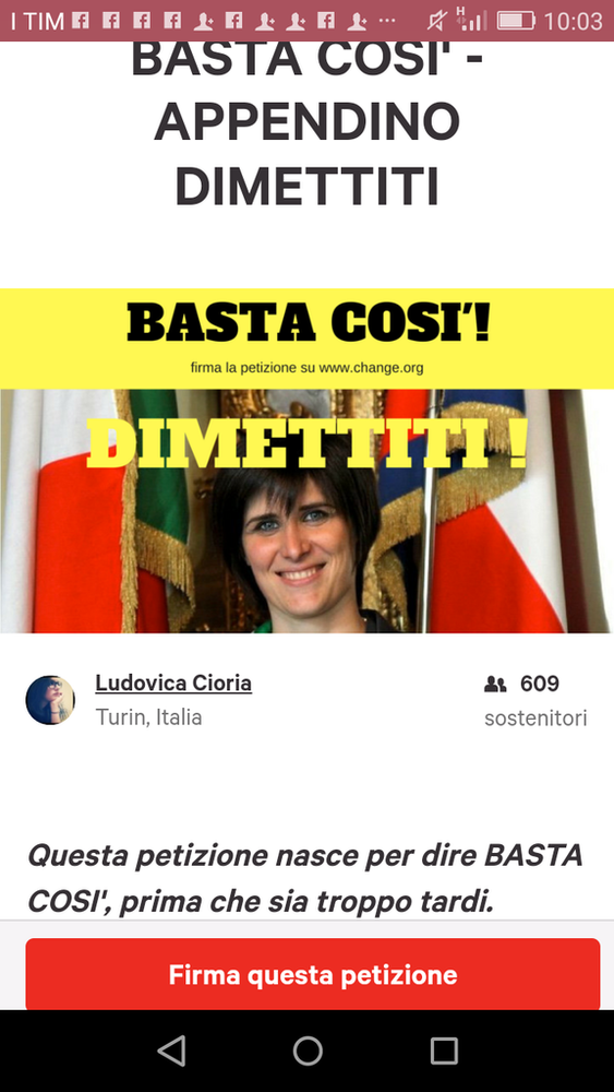 "Appendino dimettiti", su Change.org la petizione:"Non è in grado di unire legalità e quieto vivere" "Appendino dimettiti", su Change.org la petizione:"Non è in grado di unire legalità e quieto vivere"