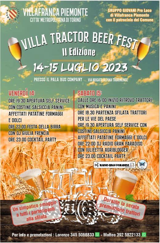 Il programma del Villa Tractor Beer Fest