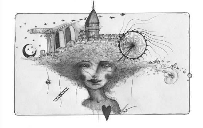 &quot;La Poesia è viva&quot;, biro su carta 2021, Chiara Nott (l'artista, gentilmente, omaggia Torino)