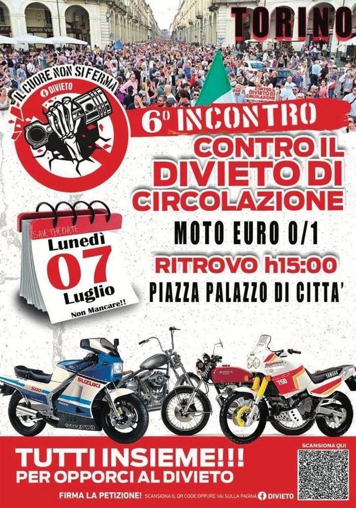 Un’altra manifestazione (la sesta) contro il blocco delle moto Euro 0 e 1