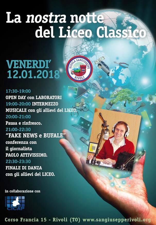 Rivoli, porte aperte al liceo San Giuseppe e notte di incontri