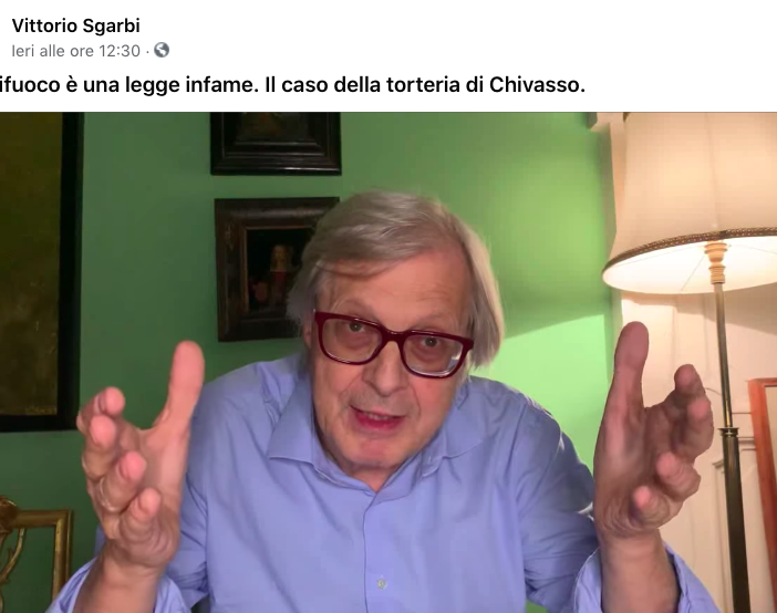 Vittorio Sgarbi sul caso Torteria di Chivasso: &quot;E' una trincea di libertà. Ci andrò&quot;
