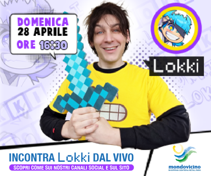 Il gamer e streamer Lokk1 a Mondovicino Shopping Center &amp; Retail Parkper incontrare i suoi numerosissimi follower