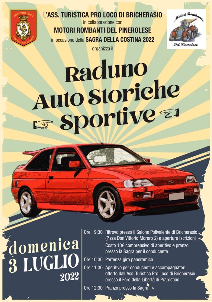 Le auto storiche sportive si danno appuntamento a Bricherasio per un raduno panoramico