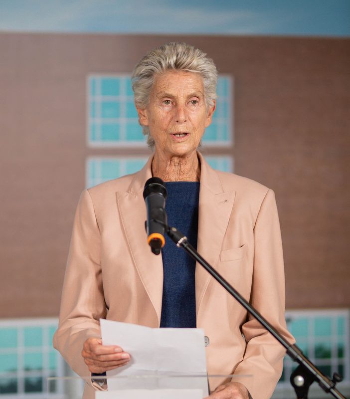 Allegra Agnelli durante la presentazione del Bilancio Sociale a Candiolo