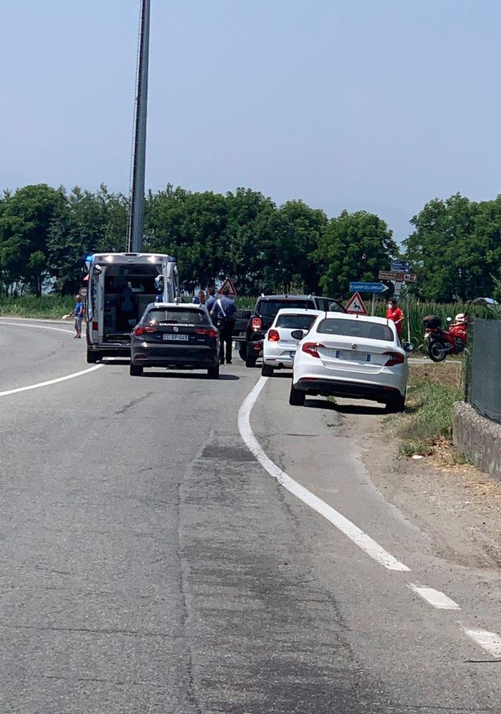 Cercenasco: scontro tra auto e moto sulla circonvallazione