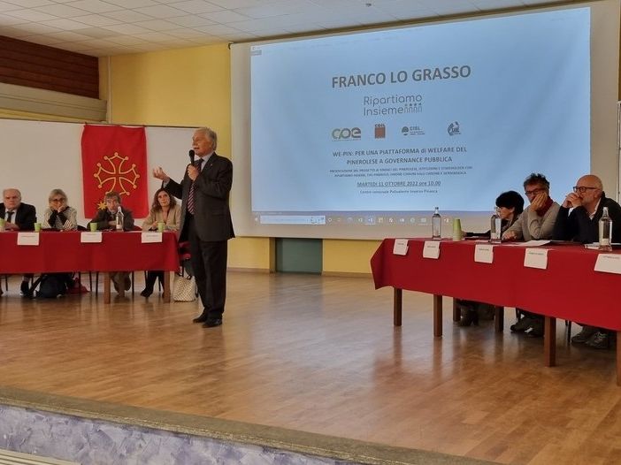 Franco Lo Grasso alla presentazione a Inverso Pinasca