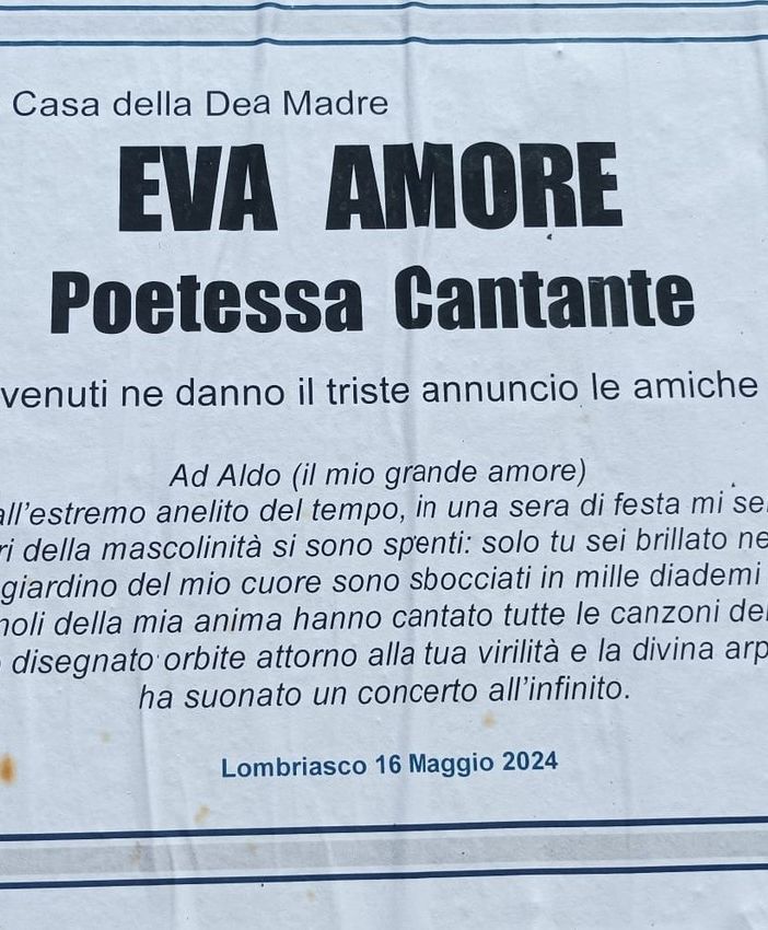 Il primo manifesto con una poesia di Eva Amore