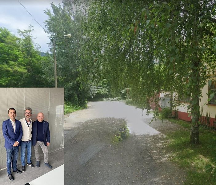 Il tratto di Viale Italia a cui dovrebbe agganciarsi il ponte per la variante. In basso da sinistra Gabusi, Ventre e Ruzzola