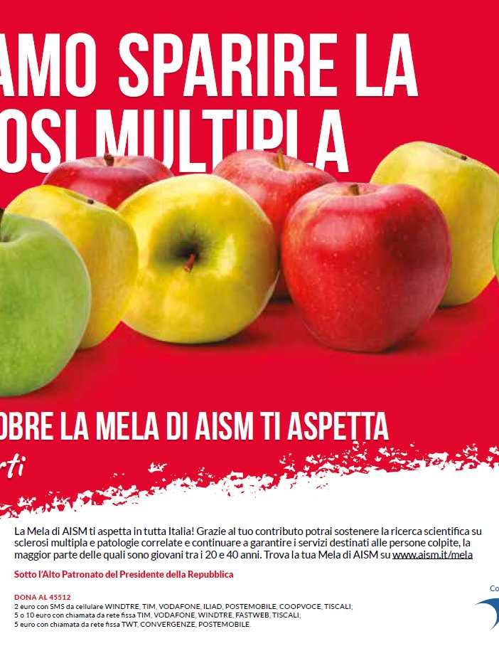 Appuntamento anche a Torino nel prossimo weekend con le mele dell'AISM per aiutare a combattere la sclerosi multipla