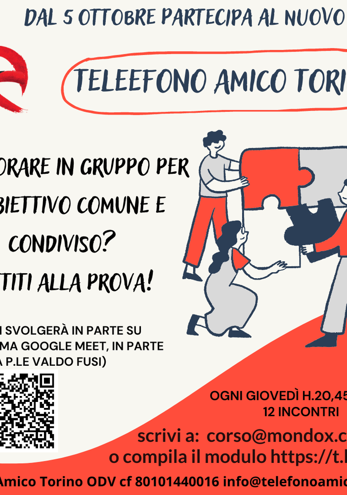Dal 5 ottobre al via nuovo corso gratuito di Telefono Amico Torino