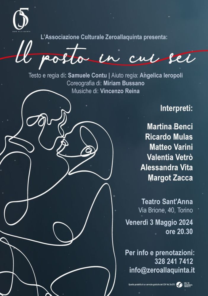 Al Teatro Sant'Anna di Torino lo spettacolo &quot;Il posto in cui sei&quot;