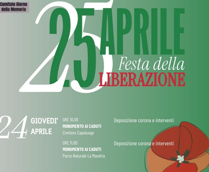 La locandina degli eventi organizzati a Venaria per il 25 Aprile