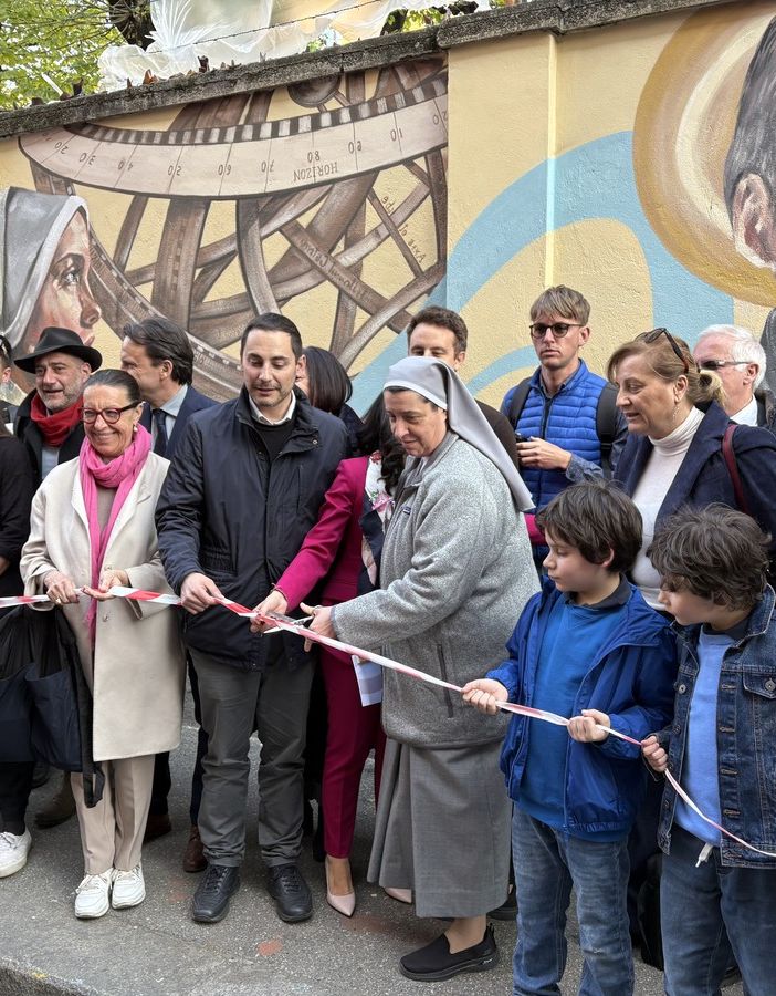 Inaugurato il murale dedicato al Beato Faà di Bruno