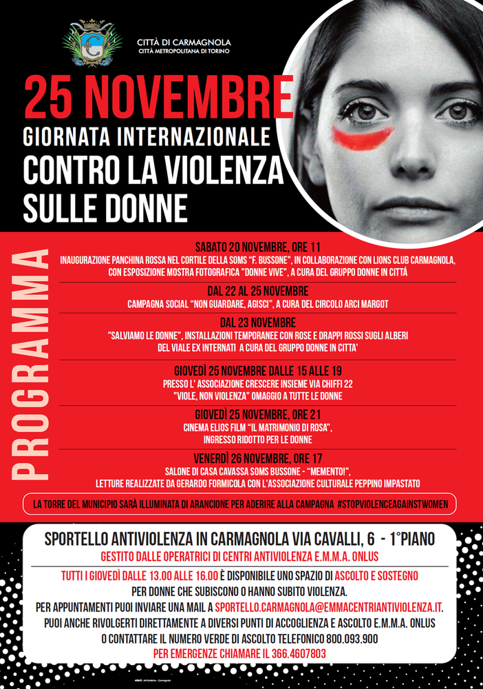 Carmagnola, tante le iniziative messe in campo per dire no alla violenza sulle donne