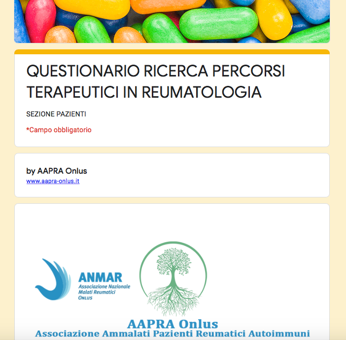 Aapra Onlus lancia questionario online per gli ammalati reumatologici