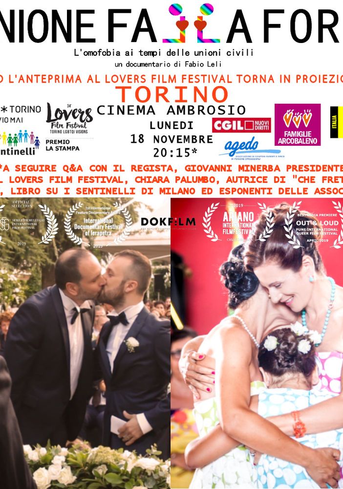Omofobia e unioni civili: in proiezione a Torino il docufilm L'unione falla forse