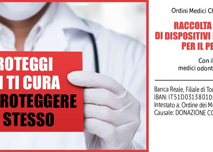 Raccolta fondi dell'Ordine dei Medici per garantire le protezioni al personale sanitario