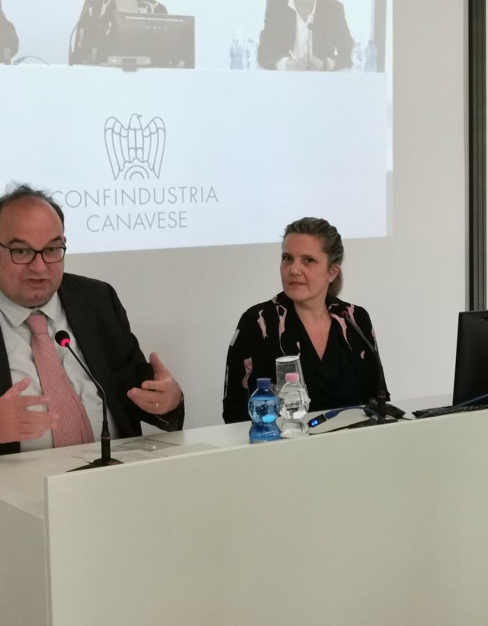 Tavolata dei relatori Confindustria Canavese: Bolatto, Ghiringhello, Viotti