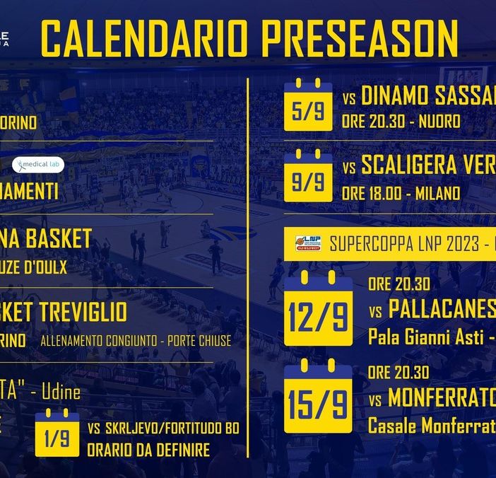 Basket Torino, si riparte: il calendario del precampionato