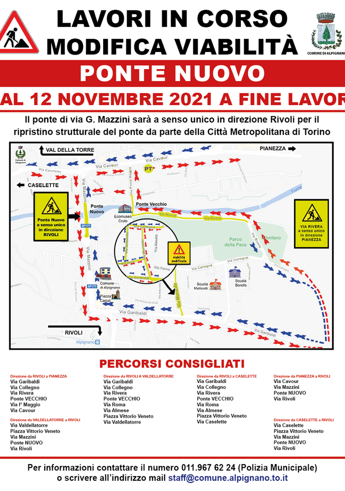 Modifiche alla viabilità per il Ponte Nuovo