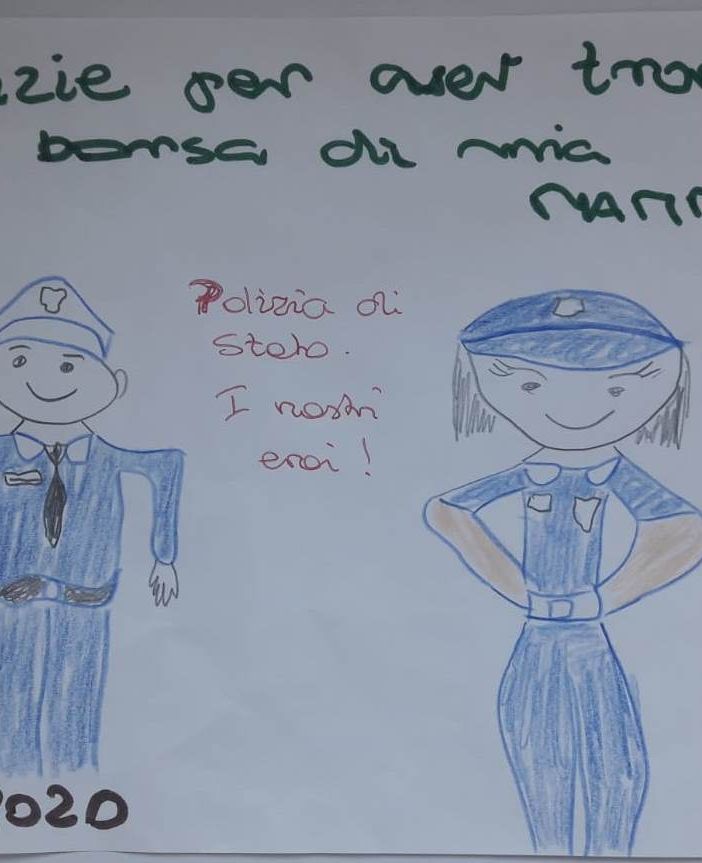 Operazione &quot;Rivoli Onesta&quot;, recuperati dalla Polizia i soldi di una colletta. Bimbo ringrazia gli agenti con un disegno