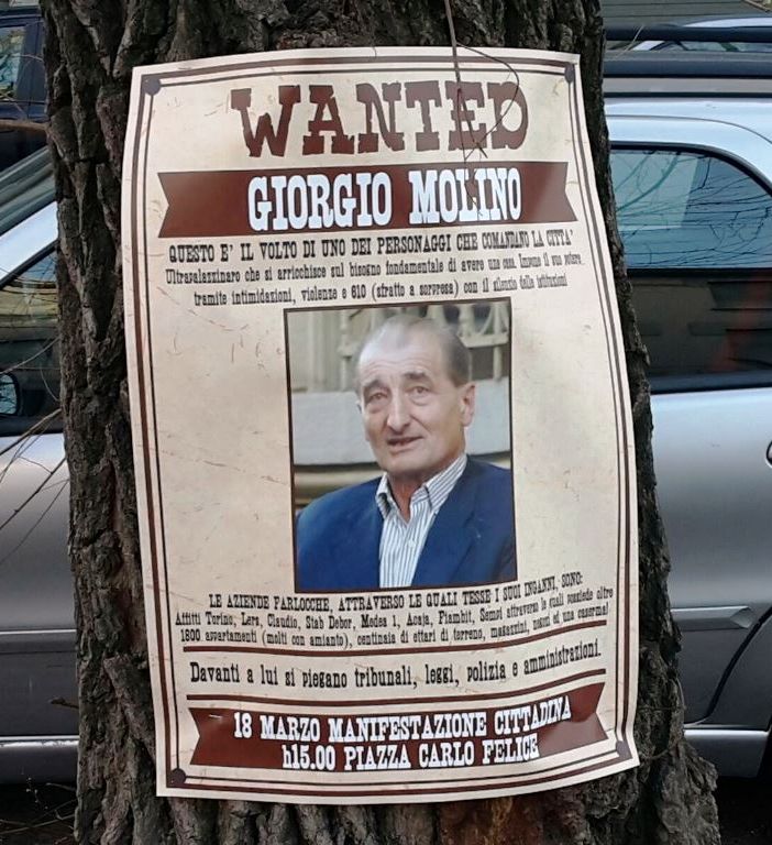 Sabato a Torino manifestazione di protesta contro il &quot;ras delle soffitte&quot; Molino