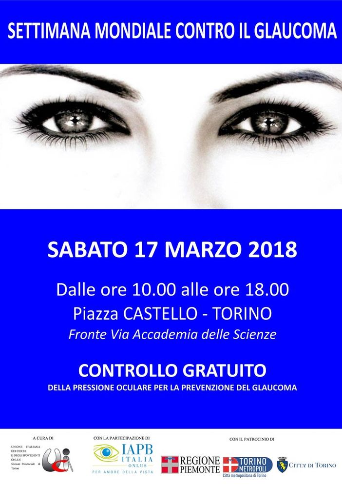 Sabato 17 marzo visite gratuite in piazza Castello per la lotta contro il glaucoma
