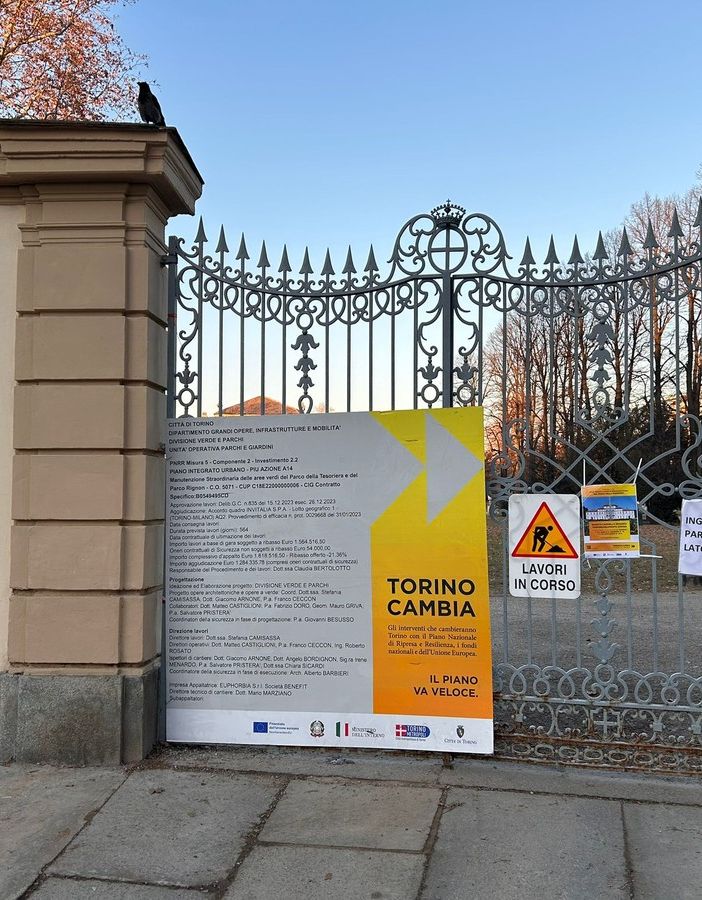 Lavori Pnrr al parco della Tesoriera di corso Francia