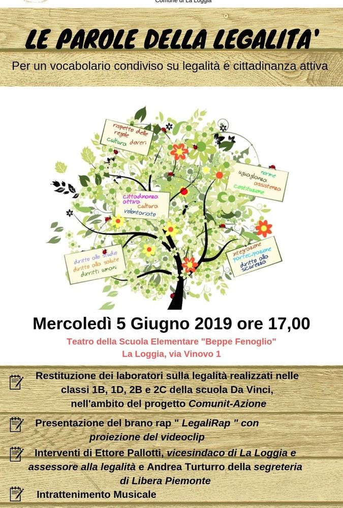La Loggia, oggi pomeriggio l'evento &quot;Le parole della legalità&quot;