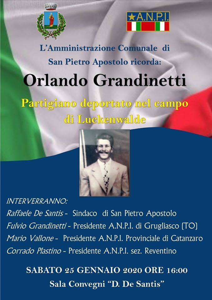 L'ANPI di Grugliasco invitata in Calabria per la Giornata della Memoria