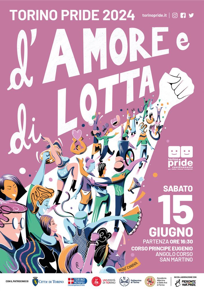 &quot;D'amore e di lotta&quot; il claim scelto per l'edizione 2024 del Torino Pride