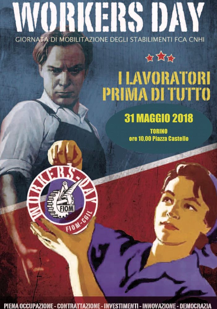 Una mattinata &quot;calda&quot; per il lavoro a Torino, tra Fedex-Tnt e il &quot;Workers day&quot; di FCA