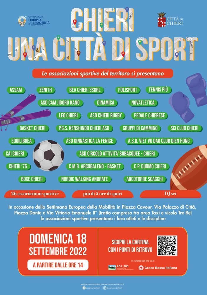 Domenica prossima Chieri diventa &quot;Una città per lo sport&quot;