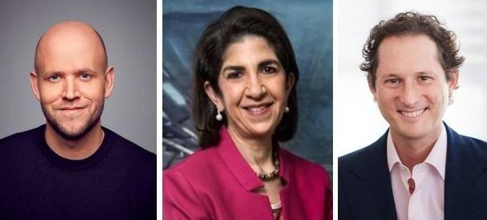 Daniel Ek, Fabiola Gianotti e John Elkann