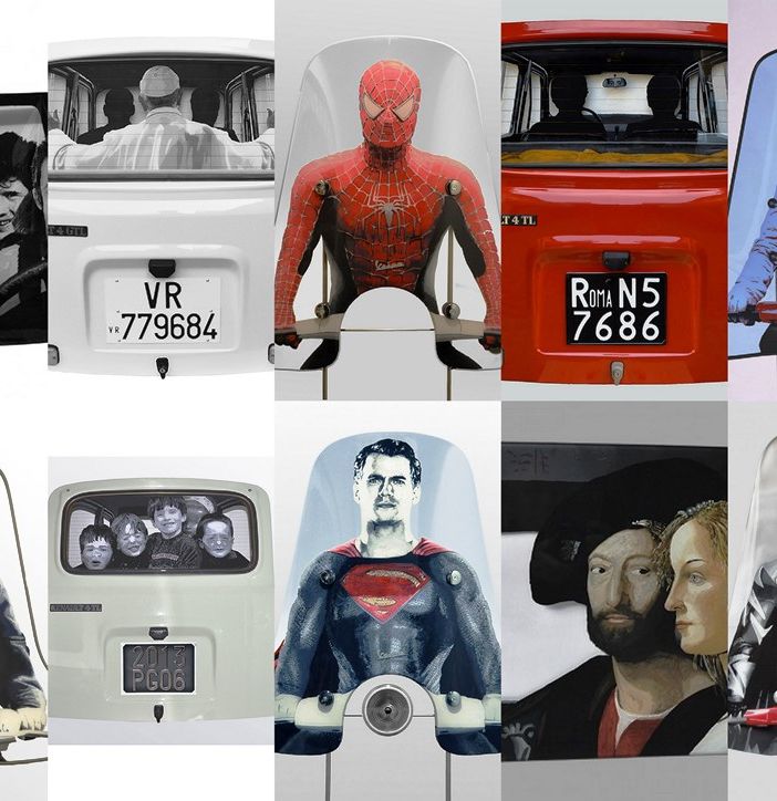 Parabrezza di automobili e di Vespa dipinti da Guido Palmero in mostra a Torino
