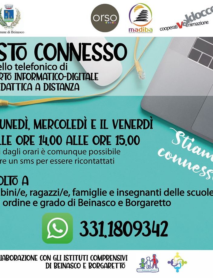 Il Comune di Beinasco sostiene le scuole con 3 progetti per la didattica a distanza