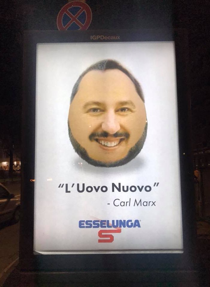 Matteo Salvini diventa &quot;l'Uovo nuovo&quot;: torna a colpire il Banksy torinese