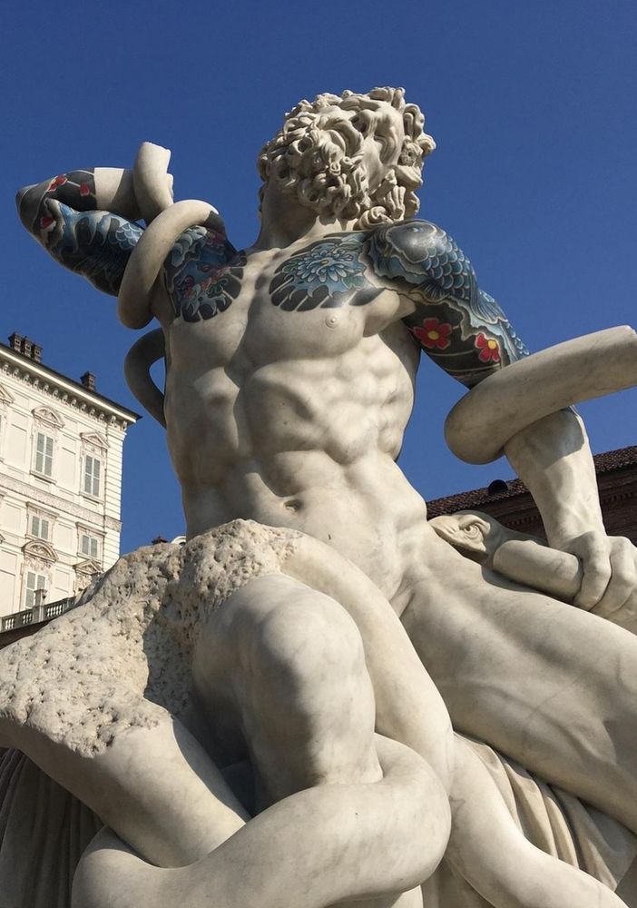 Laocoonte, scultura tatuata dell'artista piemontese Fabio Viale (attualmente in mostra al Palazzo Reale di Torino)