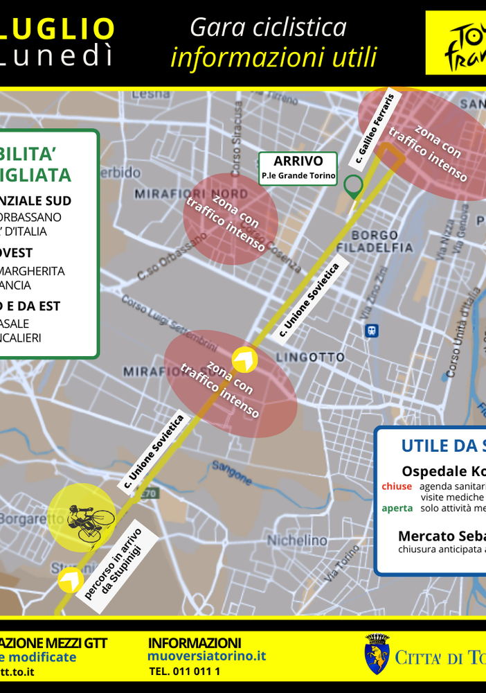 Torino si prepara ad accogliere per la prima volta il Tour: i dettagli sulla viabilità