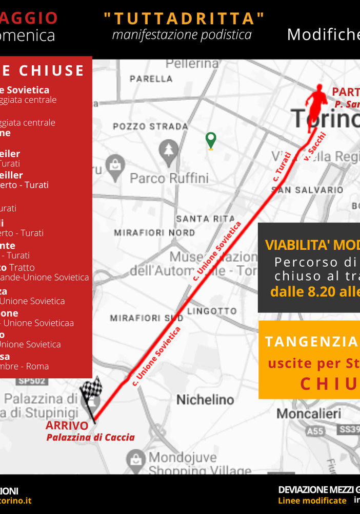 Domenica si corre la TuttaDritta: come cambia la viabilità