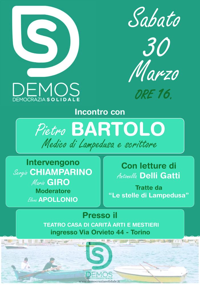 Pietro Bartolo a Torino per la presentazione della proposta politica di Democrazia Solidale