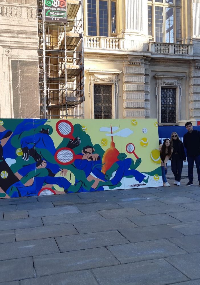 Street art e sport: il live painting degli studenti dell'Accademia di Belle Arti davanti a Casa Tennis
