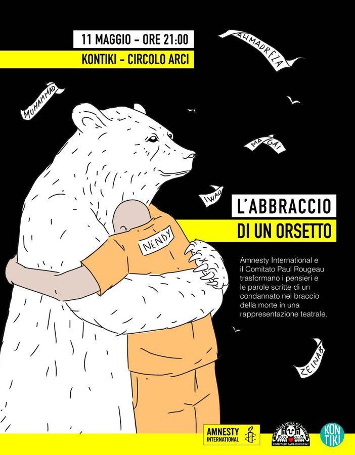 “L’abbraccio di un orsetto”, Amnesty International Torino porta in scena i pensieri dei condannati a morte